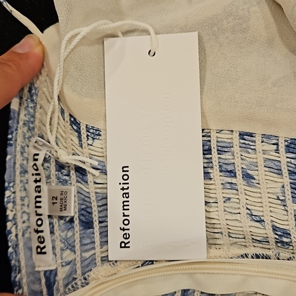 💕REFORMATION💕 Kourtney Dress ~ Pompadour Blue Floral Bird Print 12 NWT - Picture 14 of 16